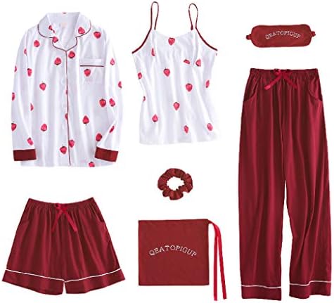 パジャマ レディース ルームウェア 寝巻き 可愛い 7点セット ルームワンピース 部屋着 サテン 長袖 ズボン 商品 春 バレンタインデー 夏 上下セット キャミソール 秋 ホワイトデーのプレゼント パンツ