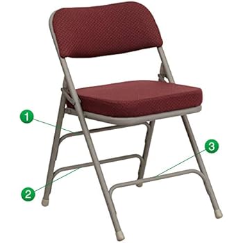 Flash Furniture HERCULES Series Premium Curved Triple Braced & Double Hinged Burgundy Fabric Metal Folding Chair