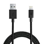 nonda ZUS [Apple MFi Certified] Super Duty Lightning Cable with Kevlar Fiber[4ft/1.2m, 180-degree], Charger and Data Sync for iPhone, iPad, iPod (Black)