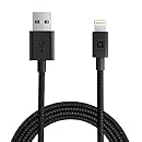 nonda ZUS [Apple MFi Certified] Super Duty Lightning Cable with Kevlar Fiber[4ft/1.2m, 180-degree], Charger and Data Sync for iPhone, iPad, iPod (Black)