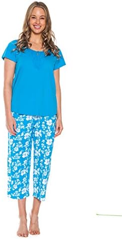 Patricia Women's Cotton Capri Pajama Set (Turquoise, Small)