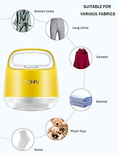 CONFU Sweater Shaver Fabric Fuzz Remover Clothes Portable Lint Shaver/Fabric Defuzzer- Lint Remover Bobbles-Dual Protection for Your Clothes,Lemon,4x4in
