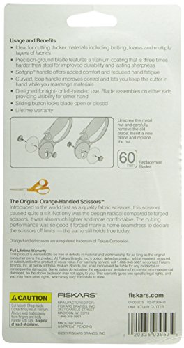 Fiskars 01-005875 Titanium Softgrip Comfort Loop Handle Rotary Cutter, 60-Millimeter