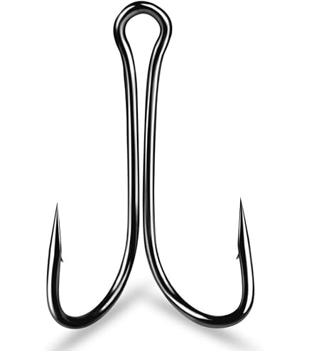 GRFIT Fishing Hooks 20pcs Long Shank Double Hook Fishing Hook Fly Tying Duple Hook for Jig Bass Fish Hook Fishing Tackle for Soft Lure Fish Hooks (Color : 4) : Sports