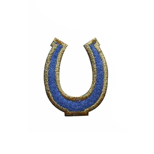 ID 1372B Horseshoe Symbol Patch Rodeo Denim Tag Embroidered Iron On Applique