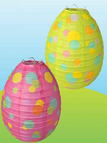 2 Pcs Green Pink Paper Lantern Eggs Shaped Party Easter Hanging