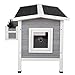 Petsfit Large Outdoor Cat House Waterproof, Outside Feral Cat Shelter with Escape Door & Stair Weatherproof