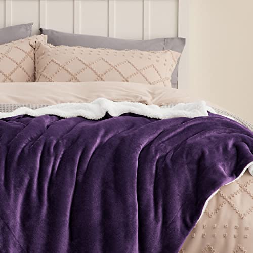 Bedsure Sherpa Fleece Queen Size Blankets for Bed Thick and Warm