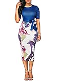 BETTE BOUTIK Women's Bodycon Business Pencil Dress Party Knee Length Dress Colorblock