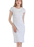 Lefancy Hounds-Tooth Elegant Jacquard Cap Sleeves Office Cocktail Work Sheath Dress for Women Knee Length