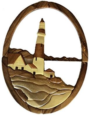 Handmade Art Intarsia Wooden Wall Plaque - Light House(063)