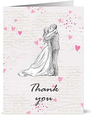 Biglietti Di Ringraziamento Per Matrimonio Con Buste Con Disegno Di Coppia Di Sposi Stile Vintage Per Ringraziare Le Persone Per La Loro Presenza 50 Unita Lingua Italiana Non Garantita Amazon It Cancelleria E
