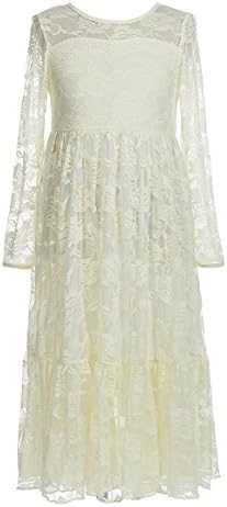 belababy Flower Girls Dress for Wedding White Ivory Long Lace Dresses, 2-12T