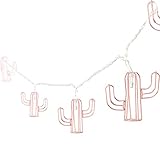 ling's moment Rose Gold Cactus Shaped Metal Cage 5Ft 10LED String Light for Wedding Decor Party Hawaii Summer Room Fairy Light