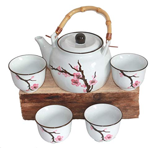 AAF Nommel ®. Teeset Kirschblüte â Sakura - aus Keramik Weiss 5 TLG. im Geschenkkarton Nr. 112