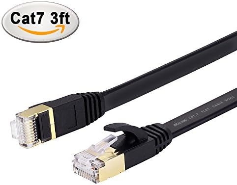MEALINK Ethernet LAN Cable Cat7 FTP 10Gpbs Fastest Network Cable with Gold Plated RJ45 Connectors Patch Cord-3 Feet Black(1 Meter)