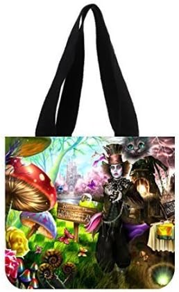 Alice in Wonderland Mad Hatter Custom Canvas Tote Bag Shoulder Handbag Two Sides