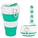 CREATELIFE Collapsible Travel Cup - Multifunctional Silicone Folding Camping Cup Sport bottle with Lids - Expandable Scald-proof Drinking Cup - BPA Free, Portable Bottle (Teal)