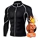 Ursexyly Men Exercise Sweat Hot Dress Shirt, Sauna Suit Neoprene Slimming Fitness Jacket Gym Wear for Core Muscle Training (Black Exercise Shirt, L)