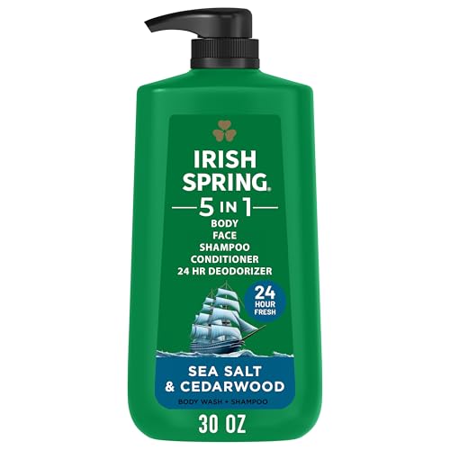 Irish Spring 5 in 1 Moisturizing Body Wash for Men, Shampoo, Conditioner, Body…