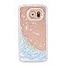 Samsung Galaxy S7 Edge case,Crosstree Liquid, Appmax Cool Quicksand Moving Stars Bling Glitter Floating Dynamic Flowing Case Liquid Cover for galaxy s7 edge. (Heart Blue)