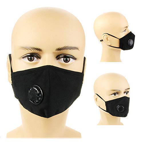 Cotton Mask for Face Black Set Anti Dust Large Unisex Face Washable Mouth with Filters Organic Design Pack Korean Sports Running N95/99 Filters Cycling Outdoor Activated Carbon Pollution Pollen Dust