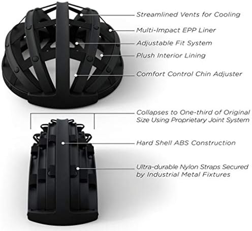 Casque Pliable Fit Pour Vélo Trottinette Électrique Overboard, Gyroroue Skateboard Roller Norme Même Protection Qu'Un Casque Classique Volume Divisé Par 3 Convient Aux Garçons Et Aux Filles,Noir