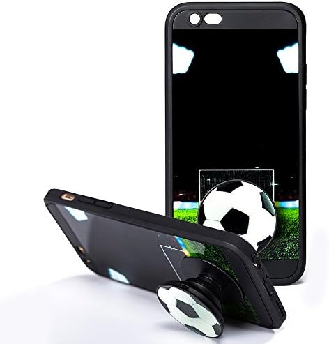 iPhone 6s Case,iPhone 6 Case with Pop up Kickstand and Grip [Shockproof +Anti-Scratch] Fashion Soft TPU Bumper and Holder Stand Black Cover Case for iPhone 6s/6 4.7 Inch Soccer