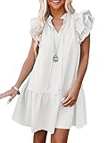 ANRABESS Womens Summer V-Neck Drawstring Ruffle Cap