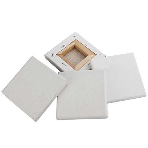 CBTONE 24 Pack Mini Canvas Panels 4" x 4", 100% Small Cotton Stretched Canvas Boards for Painting Craft Drawing Small Acrylics Canvas (Pack of 24) - Thumbnail 2