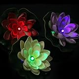 【Best Deals】OriGlam Sun Powered Light Solar Energy Light Floating Lotus Flower LED Light Pool and Pond RGB Night Light