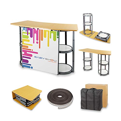 Quick Installation 55.1"Round Portable Aluminum Spiral Tower Portable Counter Display Stand Trade Show Podium Table Exhibition Counter Stand with Display Banner (White, Stand Only) - Thumbnail 2