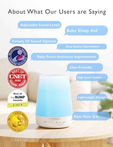 Baby Sound Machine, Momcozy White Noise Machine for Baby Sleeping with Night Light, Toddler Sleep Trainer 34 Soothing Sleep Sounds, Timer, App Remote Control, Personal Sleep Routine Alarm Clock(Blue)