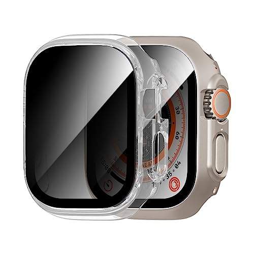 Cuteey 2 Pack for Apple Watch Ultra Privacy Screen Protector Case 49mm, Uni-Spy Glass Protector Hard PC Cover Bumper for iWatch Ultra 49mm Accessories, Starlight/Clear