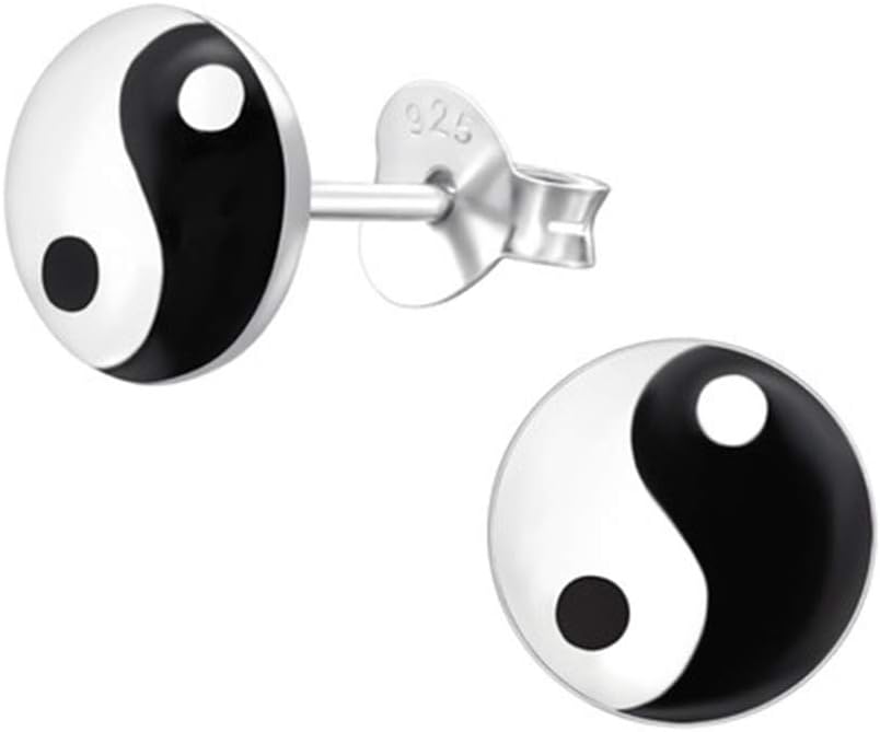 Caratera Yin Yang Stud Earrings for Girls - 925 Sterling Silver - Delightful Designs for Pierced Ears - Perfect Jewelry Gift For Daughter, Granddaughter, Niece