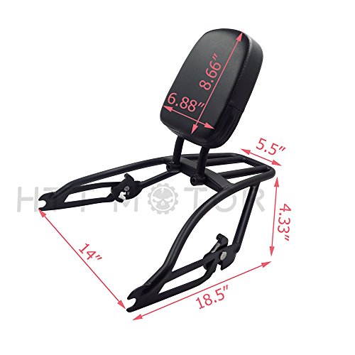 XKMT-Black Sissy Bar Backrest Two-Up Luggage Rack Compatible With Harley Street XG500 XG750 15-17 [B07B4S9M39] - Thumbnail 3