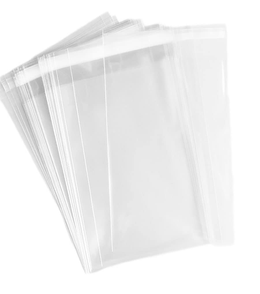 150 Pcs 4''x 8'' Cellophane Cello Bags,Clear Plastic Sleeves for Cards,Photos,Bookmarks,Jewelry,Treats