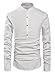 NITAGUT Men Henley Neck Long Sleeve Daily Look Linen Shirts White-US S