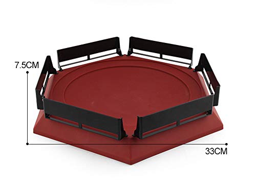 Top Battle Toy, Battle Tops Arena 38.5 x 34cm Burst Gyro Arena Disk Exciting Duel Spinning Top Launcher Stadium Toy Accessories for Boys Children Christmas Birthday Gifts Red