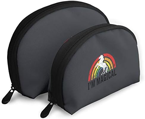 化粧ポーチ 2点セット 半円形ポーチ トラベルポーチ I M Magical レインボー 商品追加値下げ在庫復活 虹 ユニコーン メイクポーチ バッグインバッグ 高級感 収納 筆箱 軽い 大容量 旅行も便利 レディース 化粧品 親子ポーチ 多機能