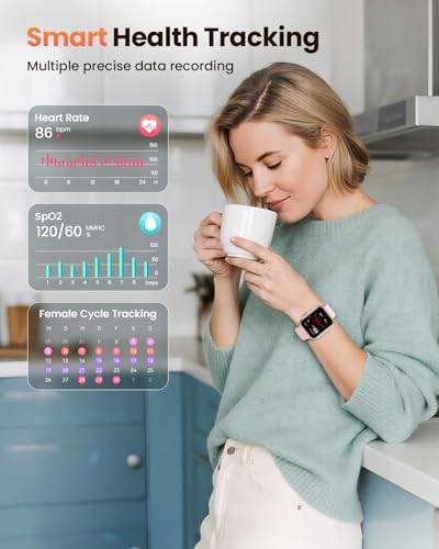 Women's Smart Watch with 100 Days of Autonomy, 1000 mAh Large Battery, 1.83 Inch Women's Smartwatch with Calls, SpO2, Heart Rate Monitor, Sleep, 120+ Sports Modes Calorie IP68 Pedometer Android iOS Rose Gold