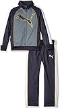 PUMA Little Boys' 2 Piece Colorblocked Cat Track Jacket and Pant Set, Smoke Grey, 6