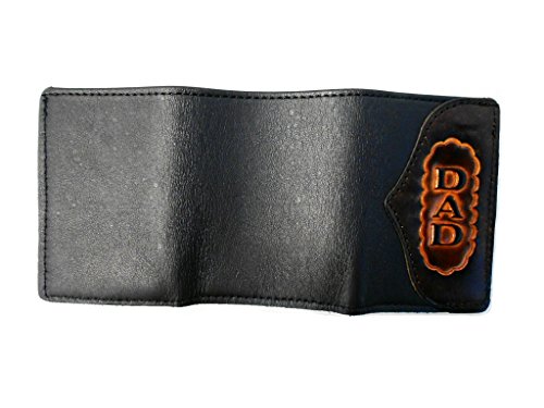 Hilltop Leather Company Mens Handcrafted Leather Trifold Wallet Dad