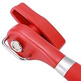 Besiva Smooth Edge Handy Stainless Steel Can Opener with Turn Knob and Soft Grip Handle, Red