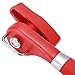 Besiva Smooth Edge Handy Stainless Steel Can Opener with Turn Knob and Soft Grip Handle, Red