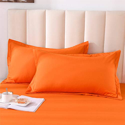 LIVUCEE Queen Orange Duvet Cover Sets 100 Microfiber 3 Pcs Solid Color