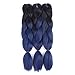 Dingxiu (3Packs,24inch) Ombre Braiding Hair Extensions Afro Jumbo Braids Synthetic Fiber Hair Two Tone Twist Braiding hair 100g/Pack (Black-Dark Blue)