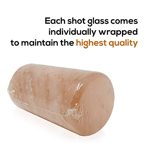 UMAID Natural Himalayan Salt Shot Glasses Set of 4, With Rose Wooden Serving Board 3" Pink Salt Glasses -Tequila Shot Glasses, Kosher & FDA Approved 100% Pure Natural Pink Himalayan Salt