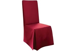SureFit Duck Cotton Solid Dining Chair Slipcover (Claret Color) - Full Length Relaxed Fit High Back Chair Cover/Perfect for Adding Accents to Your Dining Room
