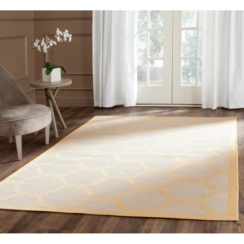 SAFAVIEH Washable Rug Outdoor Courtyard Collection - 4' x 5'7", Beige & Yellow,…